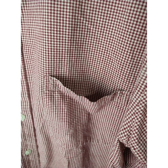 $ Arizona Jean Collared Long Sleeve Red White Gingham Shirt. Size L - Picture 3 of 10
